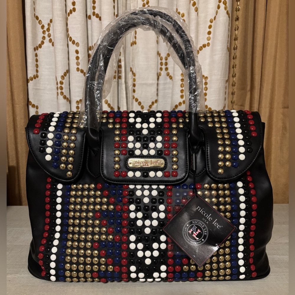 Nicole Lee Black Studded Handbag